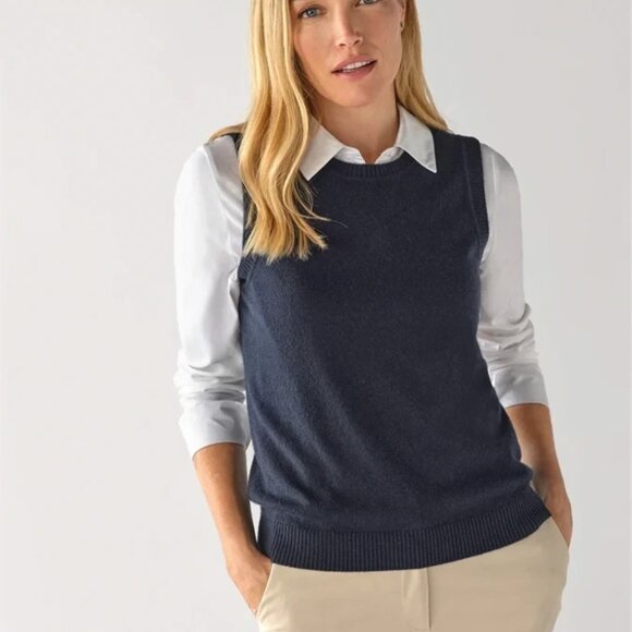 TSE Classic 100% Cashmere Tank Sweater Vest in Navy Blue Size Medium - Picture 1 of 4
